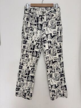 Reformation Newsprint High Rise Straight Jeans 27 x 29 Comic ASO Kendall Jenner